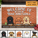 Pawzity Dog Welcome Mat, Gifts For Dog Lovers, Welcome To Our Bar And Grill Brick Wall Front Door Mat