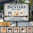 Pawzity Metal Backyard Bar & Grill Sign, Gifts For Pet Lovers, Proudly Serving Whatever You Brought Vintage Welcome Signs