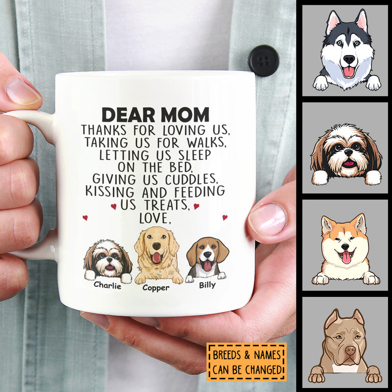 Personalized Dog Breeds Mug, Gifts For Dog Moms, Thanks For Loving Us