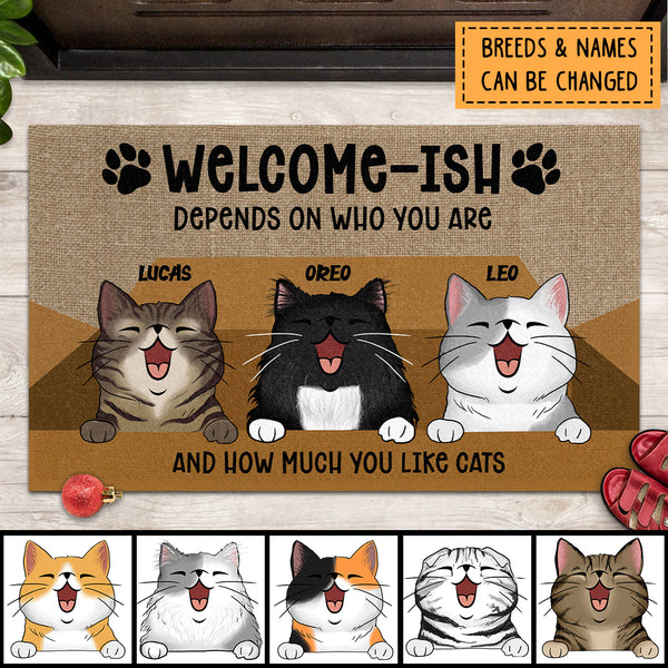 Pawzity Welcome-ish Custom Doormat, Gifts For Cat Lovers, Cats In A Box Outdoor Door Mat