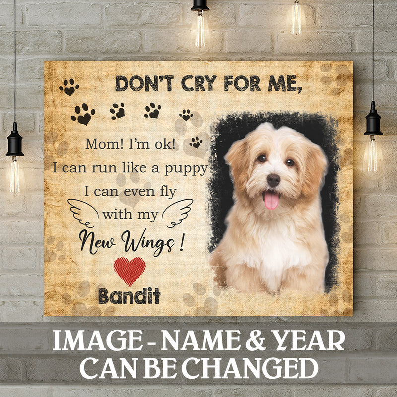 Don't Cry For Me, Dog Memorial, Personalized Dog Photo & Name Canvas, Gifts For Loss Of Dog, Sympathy Gifts