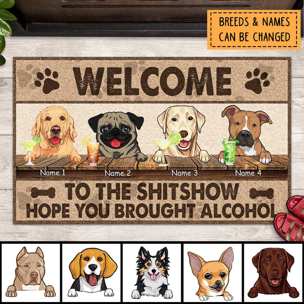 Pawzity Welcome To The Shitshow Custom Doormat, Gifts For Dog Lovers, Vintage Front Door Mat