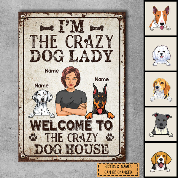 Pawzity Metal Welcome Sign, Gifts For Dog Lovers, I'm The Crazy Dog Lady Welcome To The Crazy Dog House