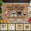 Pawzity Custom Doormat, Gifts For Dog Lovers, Welcome To My Dogs' House We Live Here Too Front Door Mat