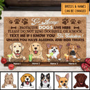 Pawzity Personalized Doormat, Gifts For Dog Lovers, Go Away Protective Dog Lives Here Outdoor Door Mat