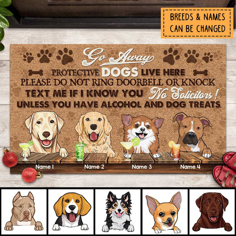 Pawzity Personalized Doormat, Gifts For Dog Lovers, Go Away Protective Dog Lives Here Outdoor Door Mat