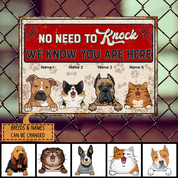 Pawzity Metal Yard Sign, Gifts For Pet Lovers, No Need to Knock We Know You Are Here Welcome Signs
