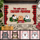 Christmas Personalized Doormat, Gifts For Cat Lovers, We Wish You A Meowy Catmas Buffalo Plaid Front Door Mat