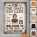 Pawzity Metal Welcome Sign, Gifts For Cat Lovers, I'm The Crazy Cat Lady Welcome To The Crazy Cat House