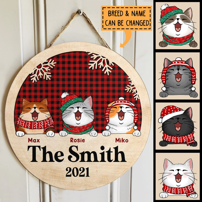 Christmas Custom Wooden Signs, Xmas Gifts For Cat Lovers, Christmas Door Decor , Cat Mom Gifts