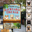 Pawzity Metal Backyard Tiki Bar Signs, Gifts For Pet Lovers, Our Little Piece of Paradise Welcome Signs