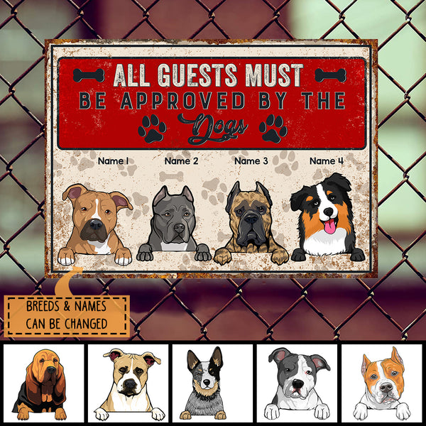 Pawzity Warning Metal Yard Sign, Gifts For Dog Lovers, All Guests Must Be Approved By The Dogs Funny Warning Sign