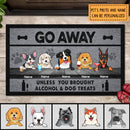 Pawzity Personalized Doormat, Gifts For Dog Lovers, Go Away Unless You Brought Alcohol & Dog Treats Front Door Mat