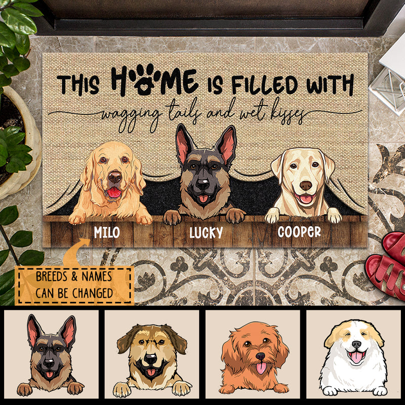Pawzity Custom Doormat, Gifts For Dog Lovers, This Home Is Filled With Wagging Tails And Wet Kisses Front Door Mat