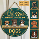 Pawzity Welcome Door Signs, Gifts For Dog Lovers, Hope You Like Dogs Round Welcome Signs , Dog Mom Gifts