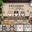Pawzity Welcome To The Shitshow Custom Doormat, Gifts For Cat Lovers, The Cats Have Been Fed Front Door Mat