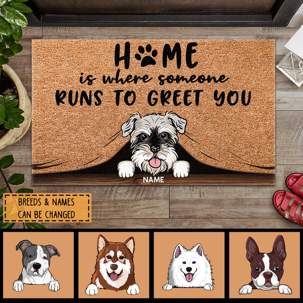 Pawzity Custom Doormat, Gifts For Dog Lovers, Home Is Where Someone Runs To Greet You Outdoor Door Mat