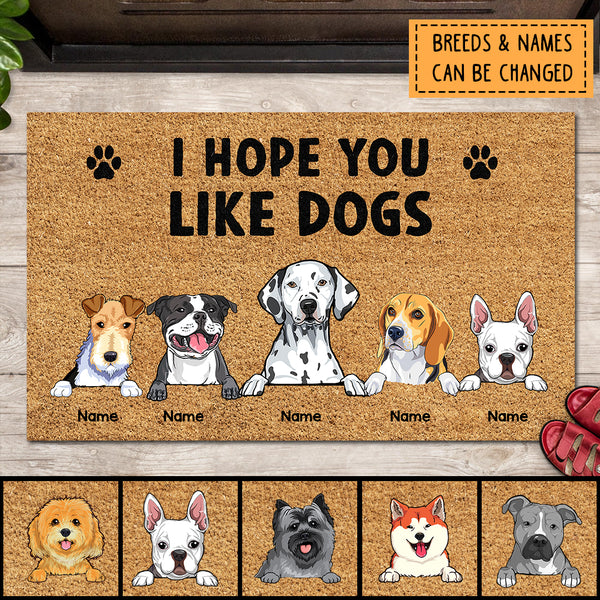 Pawzity Personalized Doormat, Gifts For Dog Lovers, I Hope You Like Dogs Outdoor Door Mat