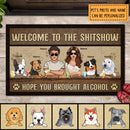 Pawzity Welcome To The Shitshow Custom Doormat, Gifts For Dog Lovers, A Couple & Dogs Front Door Mat