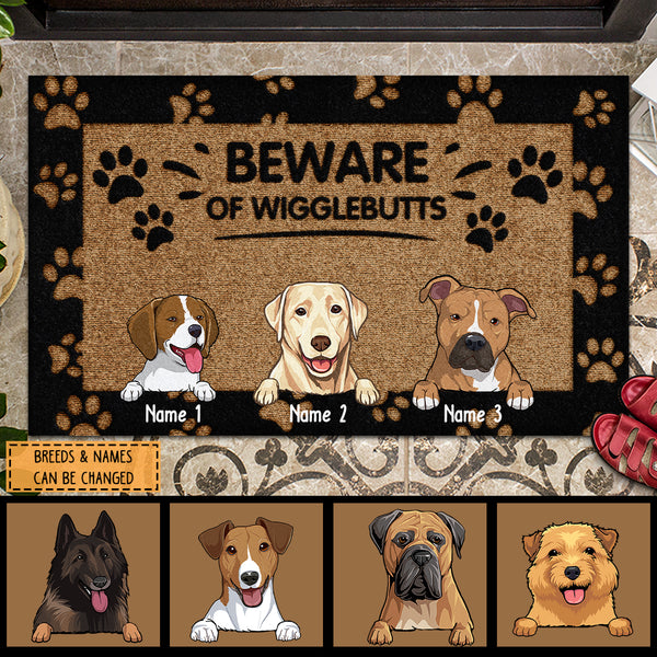 Pawzity Dog Welcome Mat, Gifts For Dog Lovers, Beware Of Wiggle Butts Outdoor Door Mat