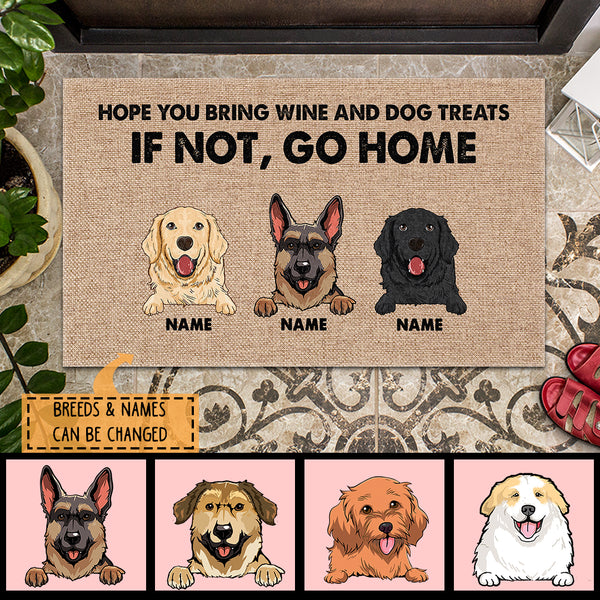 Pawzity Custom Doormat, Gifts For Dog Lovers, Hope You Bring Wine & Dog Treats If Not Go Home Front Door Mat