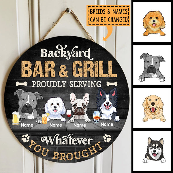 Pawzity Backyard Bar & Grill Signs, Gifts For Dog Lovers, Proudly Serving Whatever You Brought Custom Wood Signs , Dog Mom Gifts