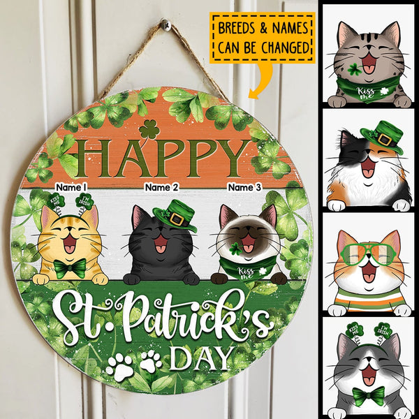 St. Patrick's Day Door Signs, Gifts For Cat Lovers, Holiday Custom Wooden Signs, Shamrock Sign , Cat Mom Gifts