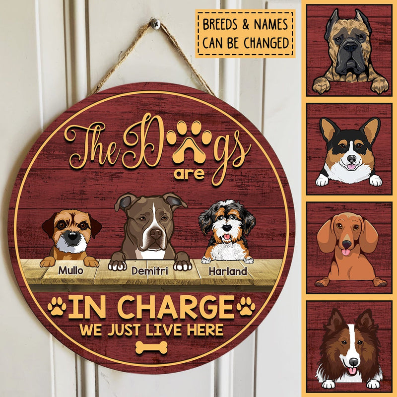 Pawzity Custom Wooden Signs, Gifts For Dog Lovers, The Dogs Are In Charge We Just Live Here , Dog Mom Gifts