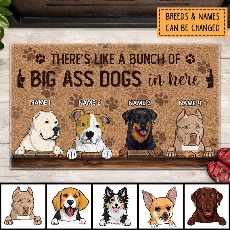 Pawzity Personalized Doormat, Gifts For Dog Lovers, There's Like A Bunch Of Big Ass Dogs In Here Outdoor Door Mat