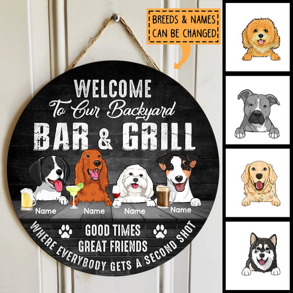 Pawzity Welcome To Our Backyard Bar & Grill Signs, Gifts For Dog Lovers, Good Times Great Friends Custom Wood Signs , Dog Mom Gifts