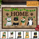 St. Patrick's Day Personalized Doormat, Gifts For Cat Lovers, Home Shamrocks Decor Outdoor Door Mat