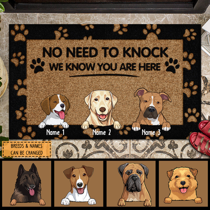 Pawzity No Need To Knock Personalized Doormat, Gifts For Dog Lovers, We Know You Are Here Front Door Mat