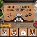 Pawzity No Need To Knock Custom Doormat, Gifts For Dog Lovers, Peeking From Curtain Outdoor Door Mat