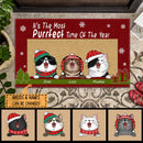 Christmas Personalized Doormat, Gifts For Cat Lovers, It's The Most Purrfect Time Of The Year Front Door Mat