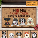 Pawzity Personalized Doormat, Gifts For Dog Lovers, Home Is Where Someone Runs To Greet You Outdoor Door Mat