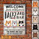 Pawzity Metal Backyard Bar Signs, Gifts For Cat Lovers, Where Every Hour Is Happy Hour Welcome Signs