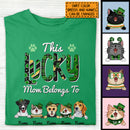 This Lucky Mom Belongs To, Green Plaid, Personalized Dog & Cat T-shirt, Pet Lovers Gifts, Gifts For St. Patrick Day