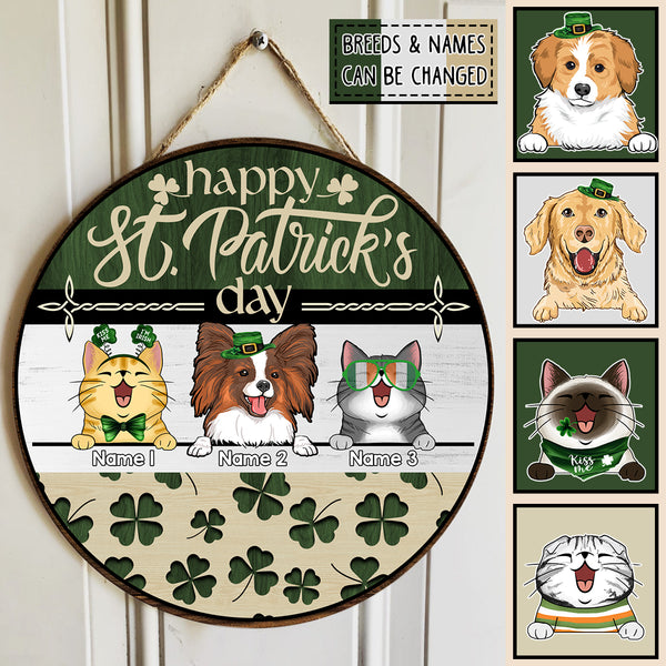 Pawzity St. Patrick's Day Personalized Wood Sign, Gifts For Pet Lovers, Holiday Custom Wooden Signs