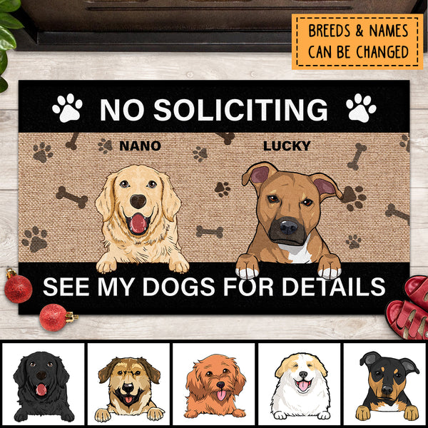 Pawzity Custom Doormat, Gifts For Dog Lovers, No Soliciting See My Dogs For Details Front Door Mat