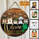 St. Patrick's Day Welcome Door Signs, Gifts For Pet Lovers, Round Welcome Sign, Shamrock Sign
