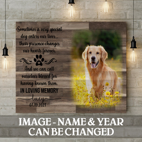 Sometimes A Very Special Dog Enter Our Lives, Dog Memorial, Personalized Dog Photo & Name Canvas, Gifts For Loss Of Dog