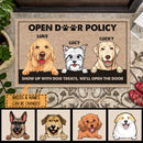Pawzity Custom Doormat, Gifts For Dog Lovers, Open Door Policy Show Up Dog Treats We'll Open The Door Front Door Mat