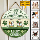 St. Patrick's Day Custom Wooden Signs, Gifts For Cat Lovers, You Are My Lucky Charm Custom Signs Outdoor , Cat Mom Gifts