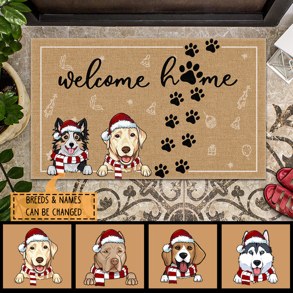 Christmas Dog Welcome Mat, Gifts For Dog Lovers, Welcome Home Christmas Icon Holiday Doormat
