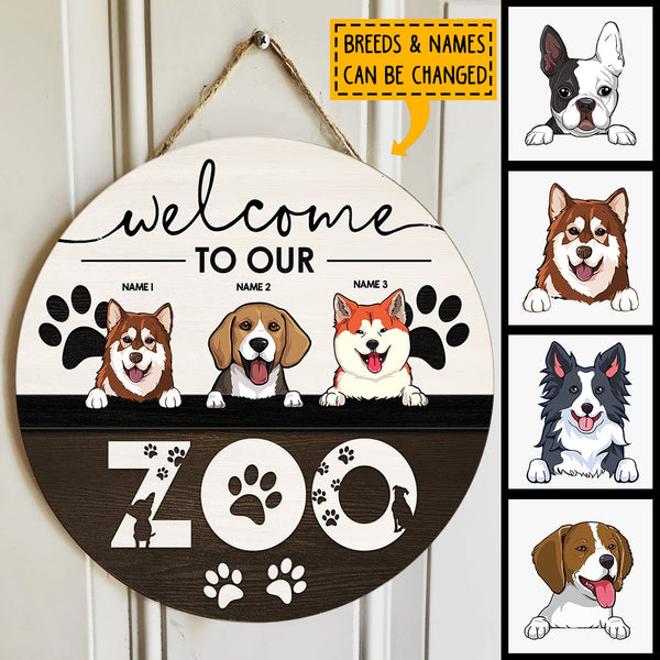 Pawzity Welcome Door Signs, Gifts For Dog Lovers, Welcome To Our Zoo Custom Wooden Signs , Dog Mom Gifts