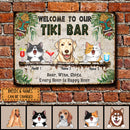 Pawzity Metal Tiki Bar Signs, Gifts For Pet Lovers, Beer Wine Shots Every Hour Is Happy Hour Tropical Style Welcome Signs