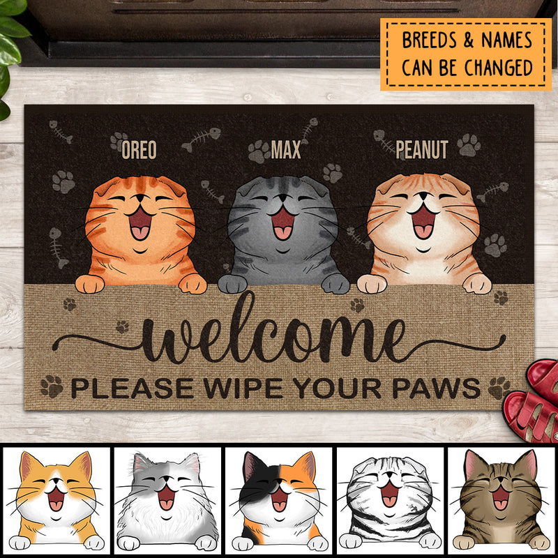 Pawzity Personalized Doormat, Gifts For Cat Lovers, Welcome Please Wipe Your Paws Front Door Mat