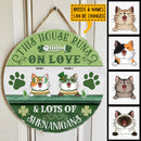 St. Patrick's Day Custom Wooden Signs, Gifts For Cat Lovers, This House Runs On Love & Lots Of Shenanigans , Cat Mom Gifts