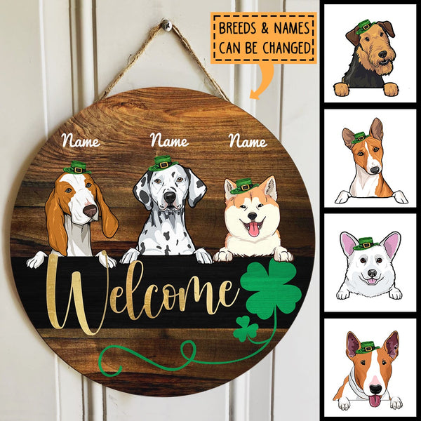 St. Patrick's Day Welcome Door Signs, Gifts For Dog Lovers, Round Welcome Sign, Shamrock Sign , Dog Mom Gifts