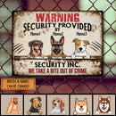 Pawzity Warning Metal Yard Sign, Gifts For Dog Lovers, Security Provided By Security Inc Funny Warning Sign
